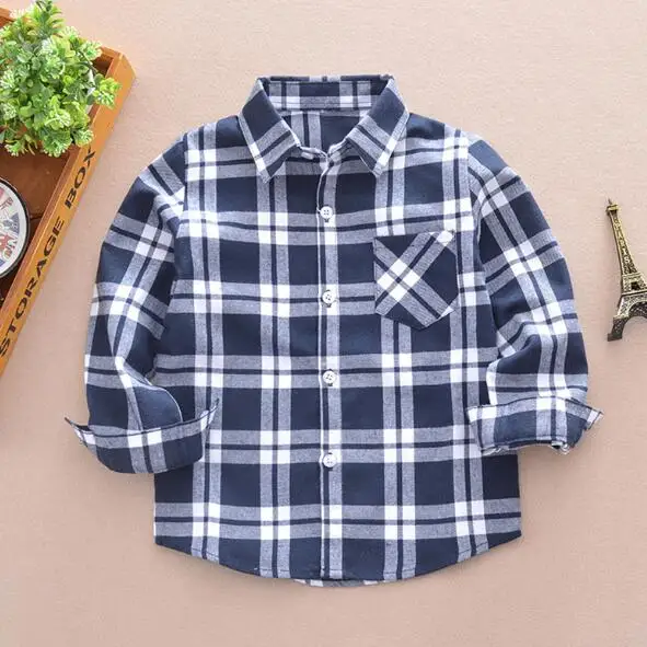 Xunqicls/ г.; Модная рубашка в клетку для маленьких мальчиков; хлопковые рубашки с длинными рукавами; детская одежда для мальчиков и девочек; одежда для детей - Цвет: E011