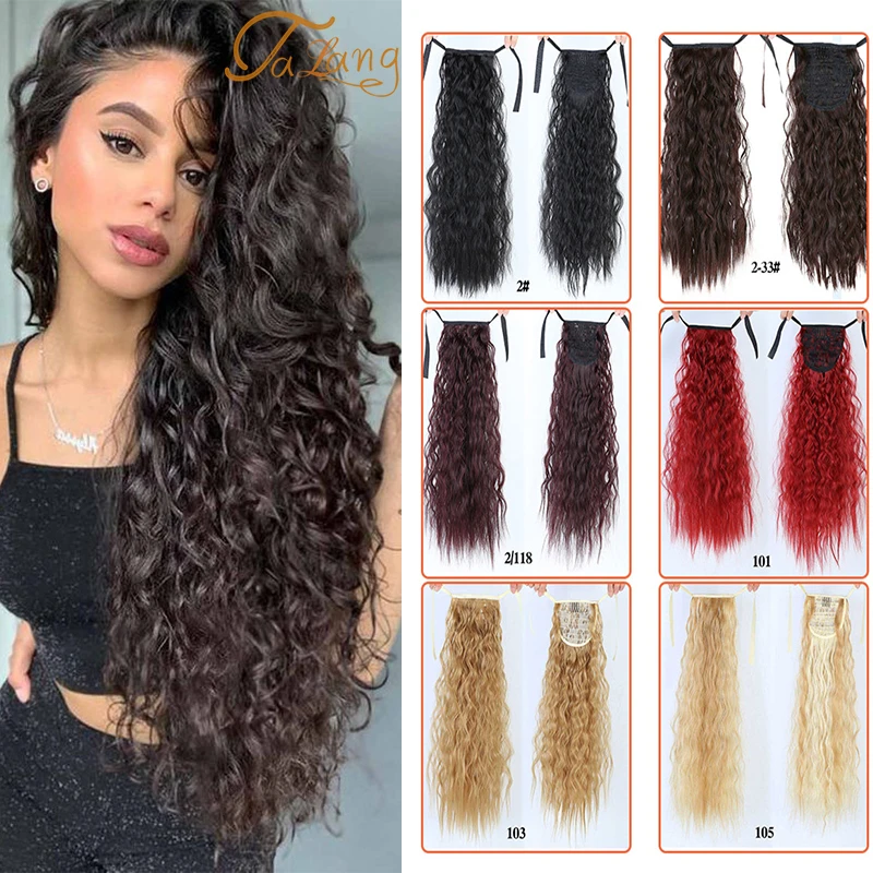 

TALANG Long Afro Curly Drawstring Ponytail Heat Resistant Synthetic Hairpiece Pony Tail Hair Piece for Women Fake Hair Extension