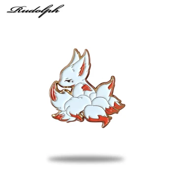 

Lovely clever mini - cartoon nine-tailed fox fox soft enamel pin