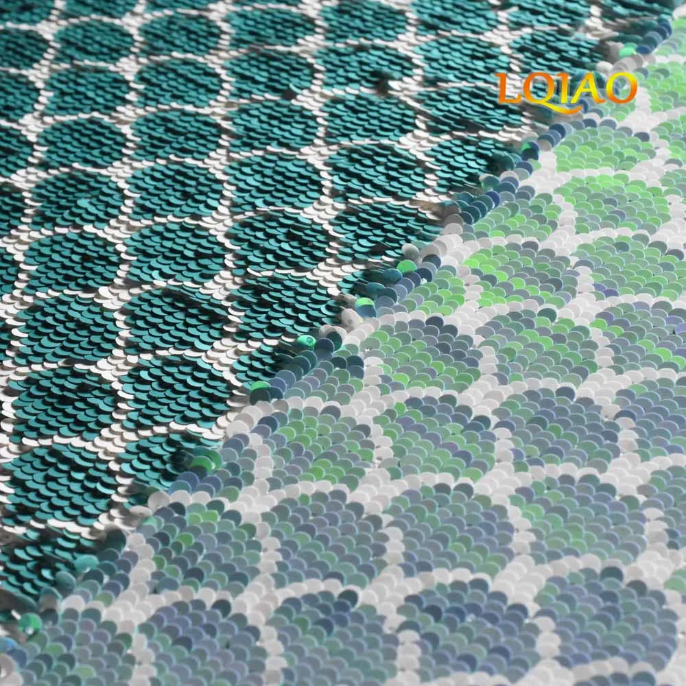 Light Green Dark Green Mermaid Sequin Fabric 002