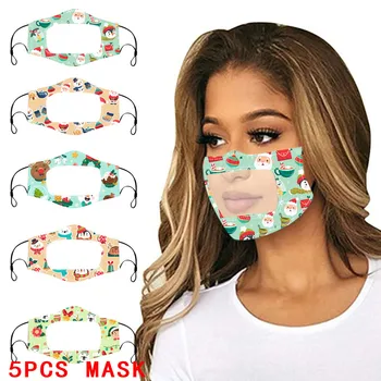 

5PC Adult Outdoor Breathable Mask With Clear Window Visible Mouth Shields Fashionable Visible Plastic Facemask Unisex Masque