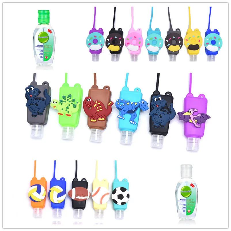 30ml Cartoon Dragon/Ball/food shape Silicone Mini Hand Sanitizer Disposable No Clean Detachable Cover Travel Portable Safe Gel