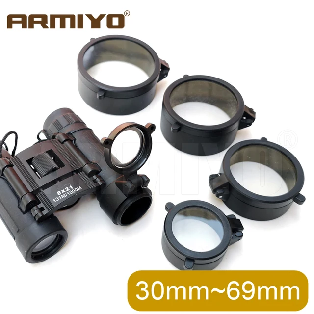 Armiyo 30mm~69mm Transparent Scope Lens Cover Flip Up Quick Spring Protection Cap Objective Lid  Accessory 2