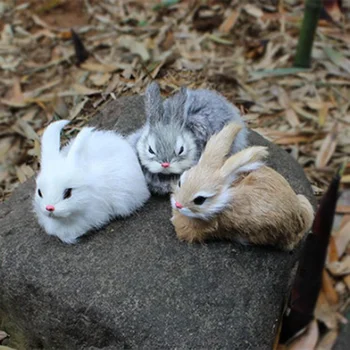 

1Pcs 15CM Mini Realistic Cute White Plush Rabbits Fur Lifelike Animal Easter Bunny Simulation Rabbit Toy Model Birthday Gift