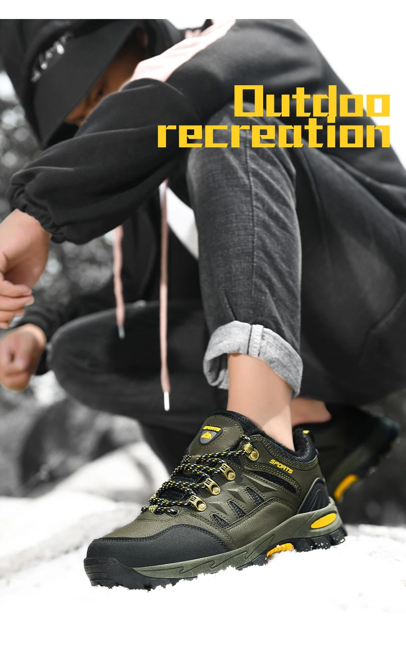 Abhoth Running Shoes Men Sneakers Winter Plus Velvet Keep Warm Snow Non-slip Waterproof Outdoor Hiking Shoes Large Size 36-48