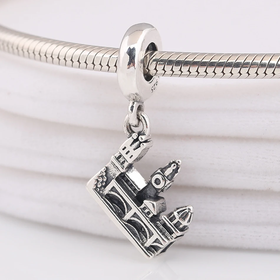 

Authentic 925 Sterling Silver DIY Jewelry Castle Charles Bridge Castle Dangle Charm fit Lady Bracelet Bangle