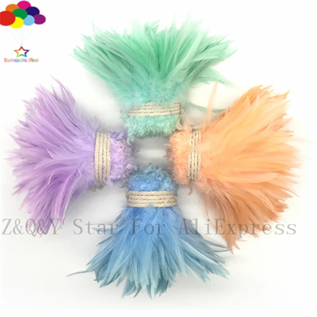 13 color Rooster Feathers 5-6 Inch Strip Natural Strung Craft