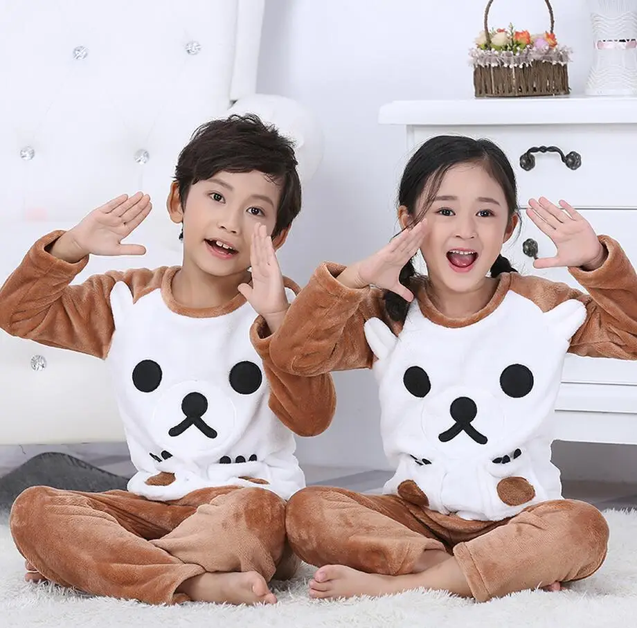 Осенне-зимняя детская Фланелевая пижама домашний костюм для мальчиков и девочек серый комплект из двух предметов из кораллового флиса для мальчиков и девочек - Цвет: model 5
