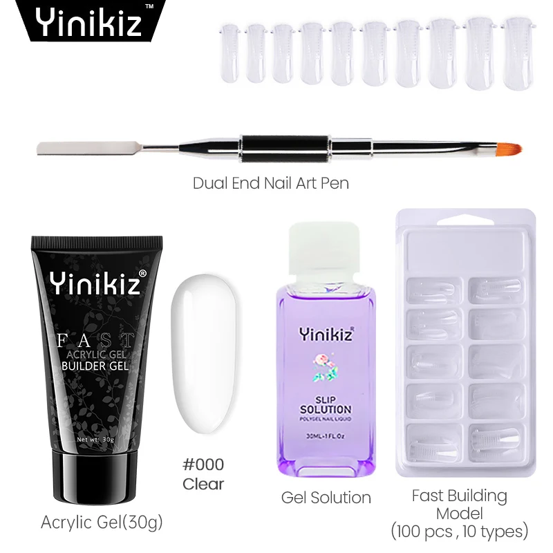 Акриловый гель Yinikiz 4 шт. в комплекте 30 мл уф для быстрого наращивания