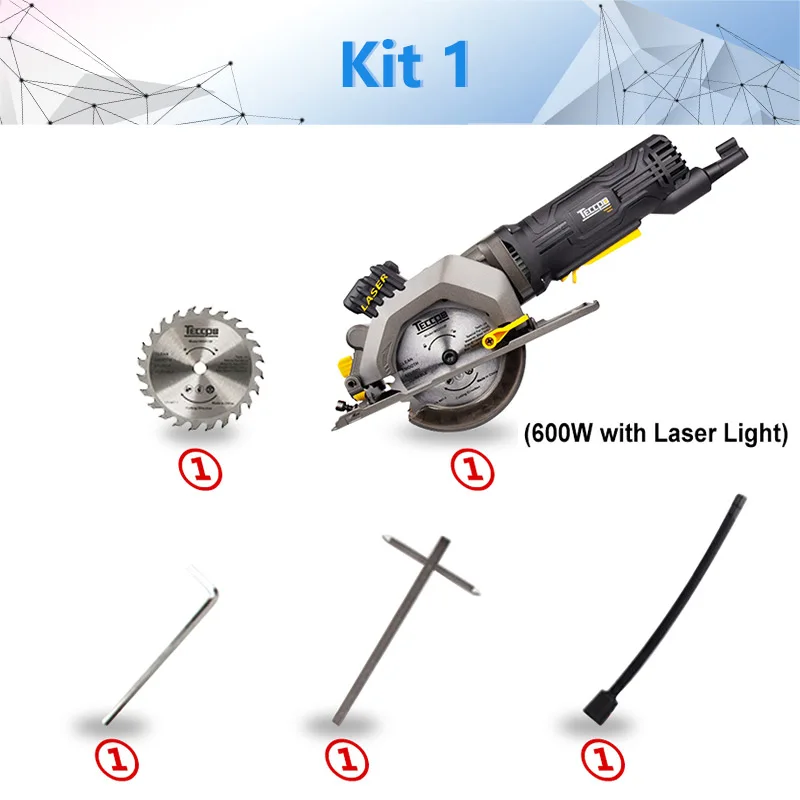 kit1 766P-L 600 Вт Электрический электроинструмент, электрическая мини-циркулярная пила с лазером, DIY многофункциональная электрическая пила для резки дерева, ПВХ трубки, плитки - Цвет: kit1 766P-L