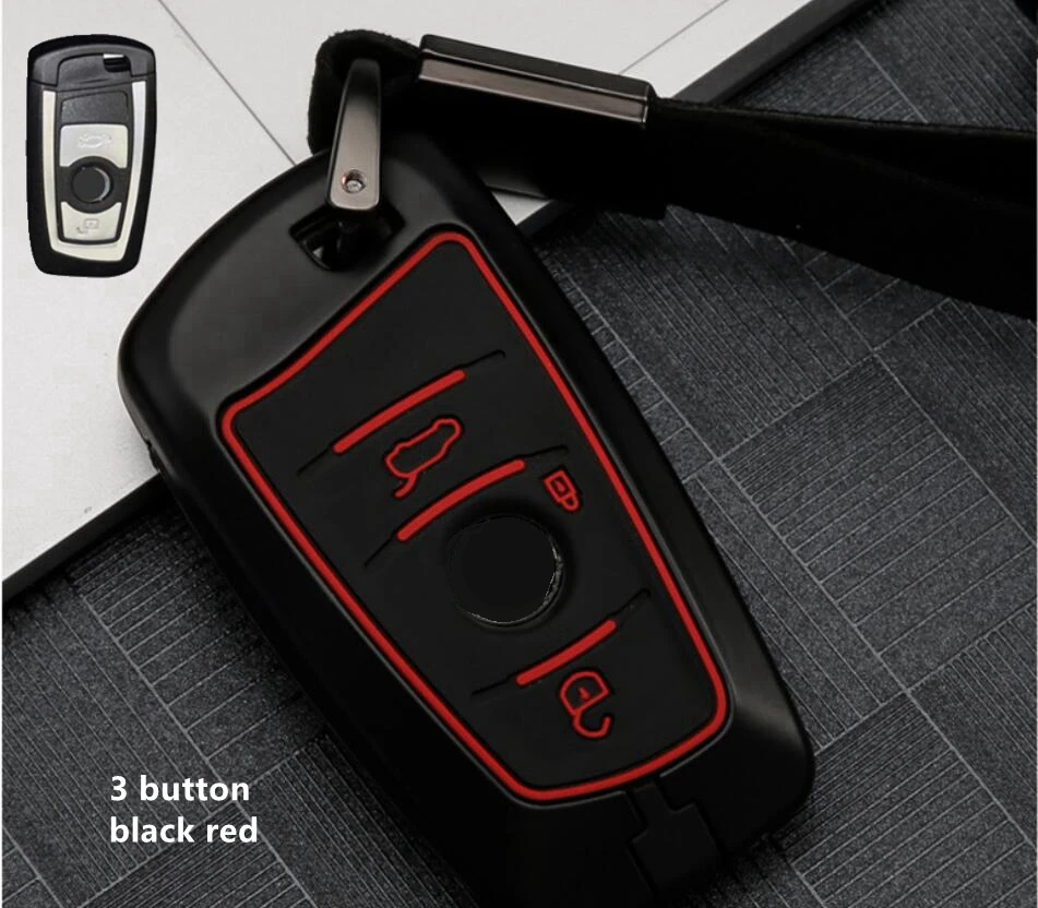 Автомобильный чехол для ключей из углеродного волокна для BMW M2 M3 M4 M5 M6 X3 1 3 4 5 6 серии X4 GT Fob смарт-ключ аксессуары - Название цвета: 3 button black red