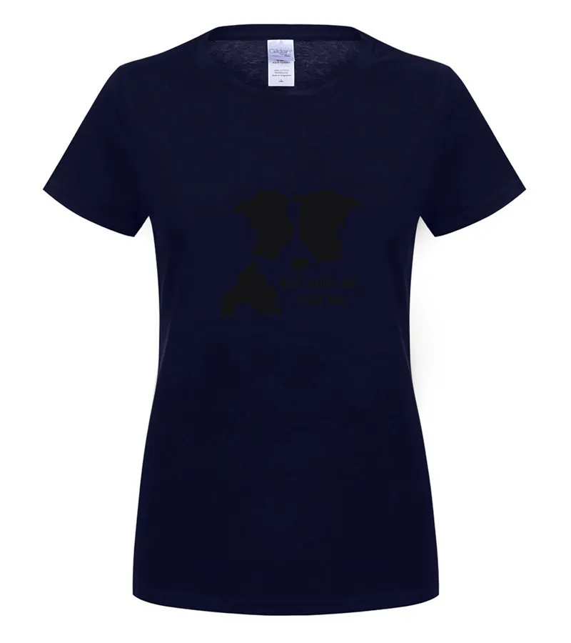 women navy Fashion Creative Graphic T shirt Border Collie Art Men's T Shirts - Цвет: women navy