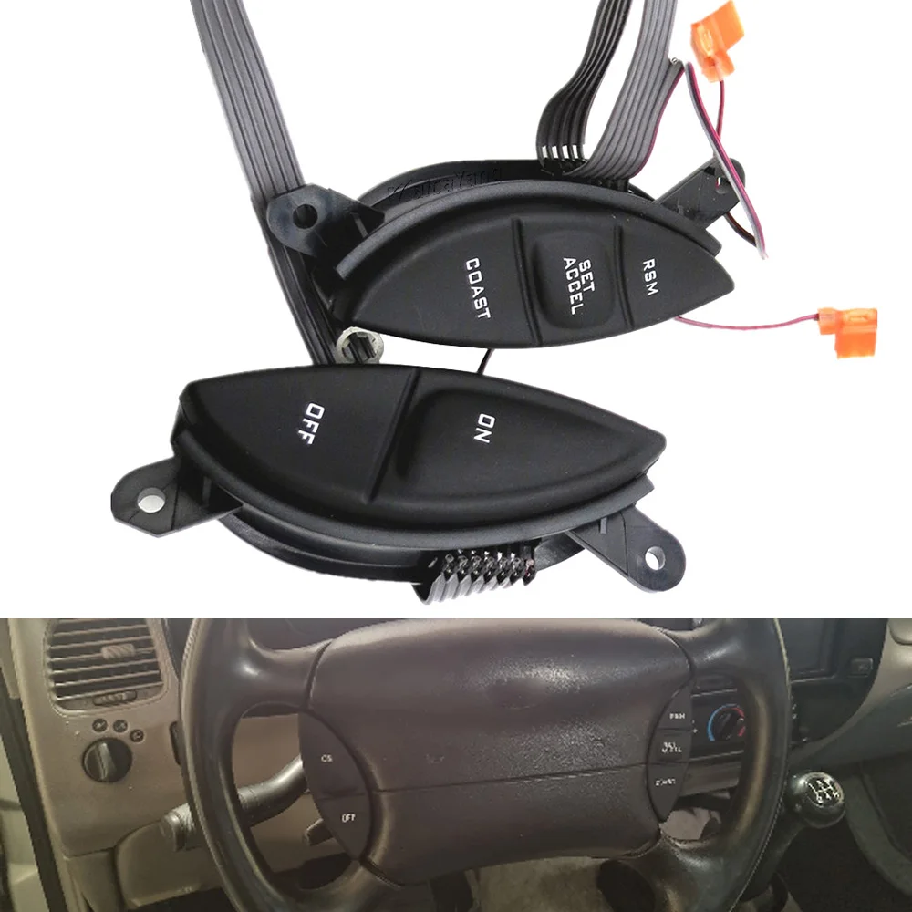 Qiilu Interruttore di Controllo della velocità del Volante, Pulsanti di commutazione della Crociera del Comando del Volante re del Volante F87A- 9D809-BA Adatto per Ford Explorer / F150 / Ranger