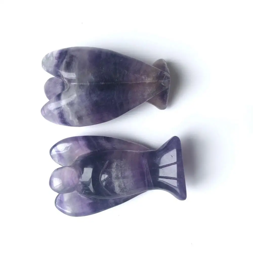 Dream Amethyst Цена 2 дюйма различные драгоценные камни Ангел Драгоценный Камень кварцевый кристалл резьба статуя Ангела для украшения дома WYQ - Цвет: Dream Amethyst