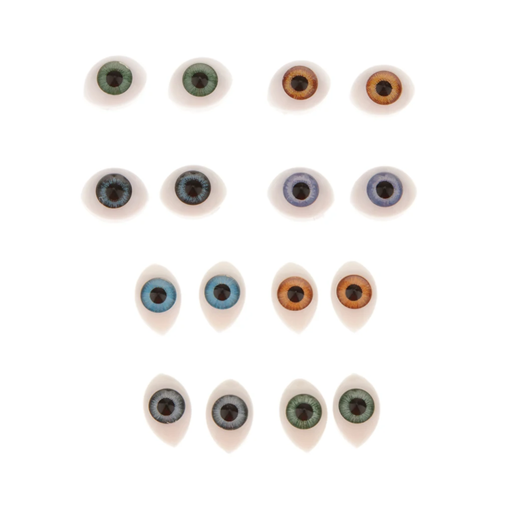 8 Pairs Oval Flat Realistic Plastic Eyes for Mask Doll Making Supplies 5mm 6mm