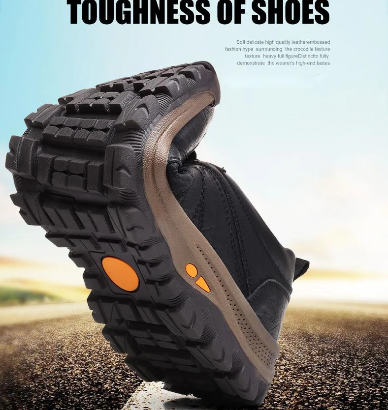 Breathable Men's Casual Shoes British Style Split Leather Thick Buttom Wear-resistant Shoes Outdoor Fashion Men's Sneaker Flats