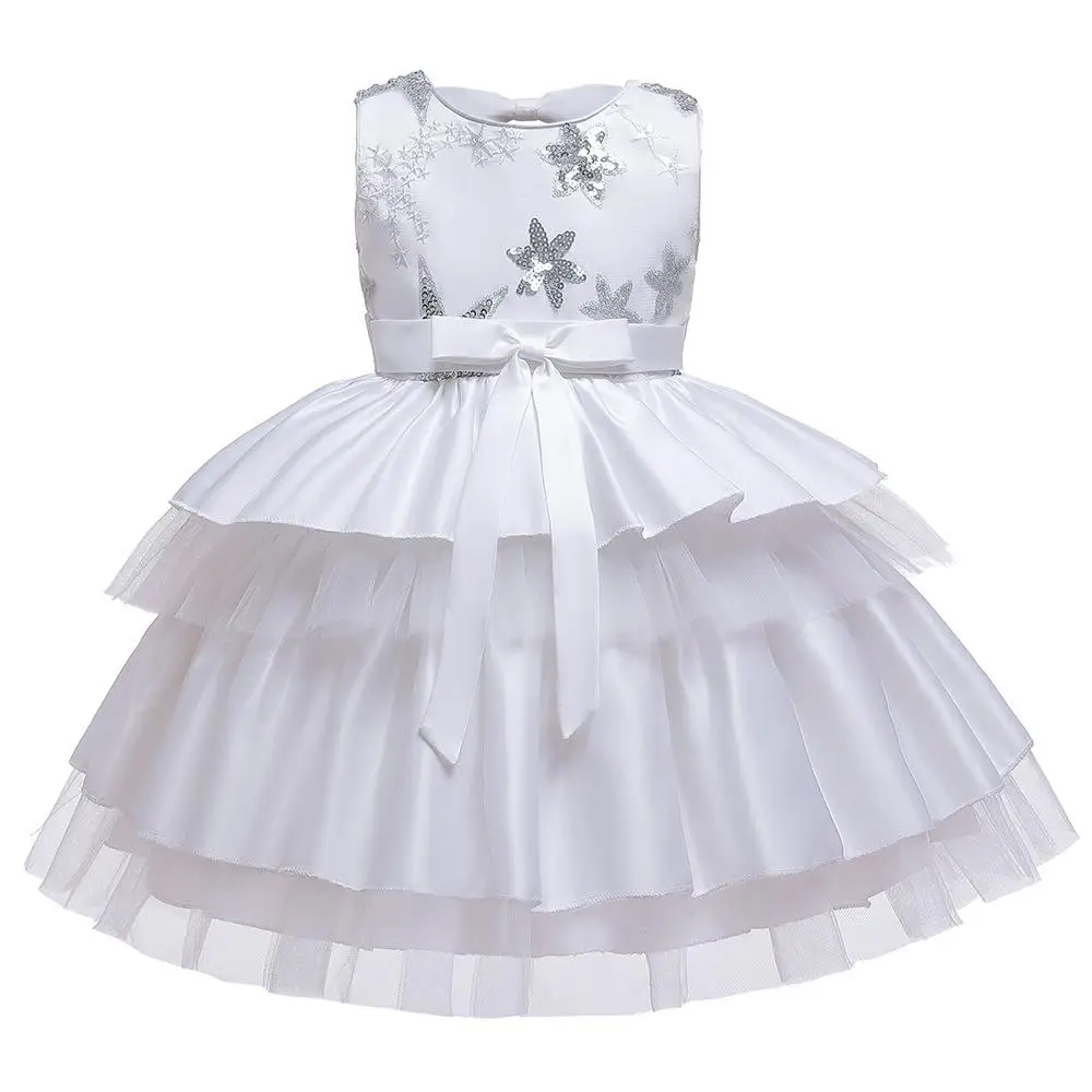 Рождественское платье для девочек; Детские платья для девочек; элегантное вечернее платье принцессы с большим бантом; свадебное платье; одежда для детей; vestido - Цвет: White