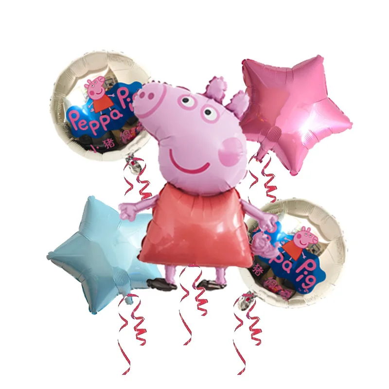 5 шт./партия 18 дюймов Peppa Pig helium Воздушные шары Дети День Рождения вечерние украшения детский душ Джордж баллон детские игрушки globos - Цвет: Сливовый