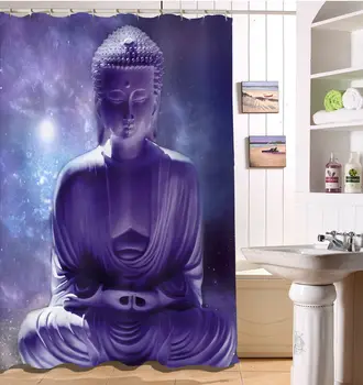 

Fabric Shower Curtain Liner Buddha Statue Decor Bathroom Curtains