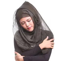 Мусульманская хиджаб Женская шаль широкий шарф хиджаб шарф морщин голова шарф