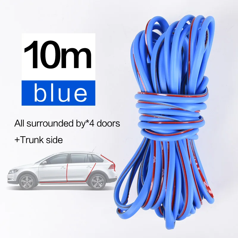 10 m blue 10 метров Автомобильная Звукоизоляционная резиновая уплотнительная полоса u-типа ветрозащитная уплотнительная полоса для автомобиля Стайлинг передней двери автомобиля уплотнительная полоса - Цвет: 10 m blue