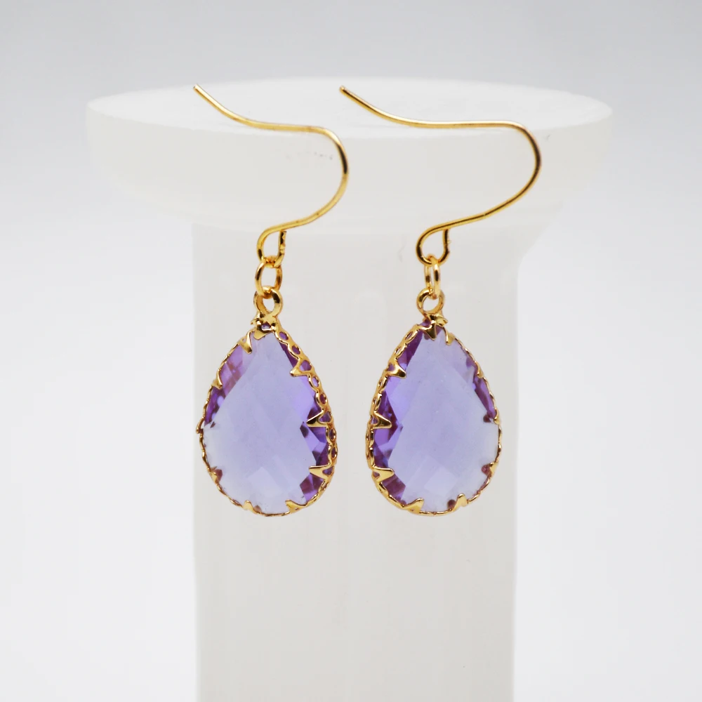 KBJW Original New Arrival Simple Party Fashion Pendant Necklace Earring Set Purple Crystal Teardrop Earrings Necklaces for Women | Украшения