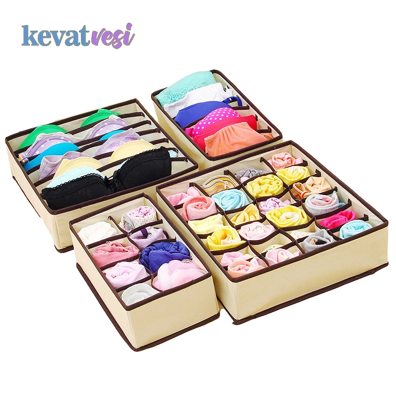 

Foldable Underwear Organizer Storage Box for Bras Socks Panties Ties Clothes Drawer Divider Non-Woven Fabric Closet Organizer