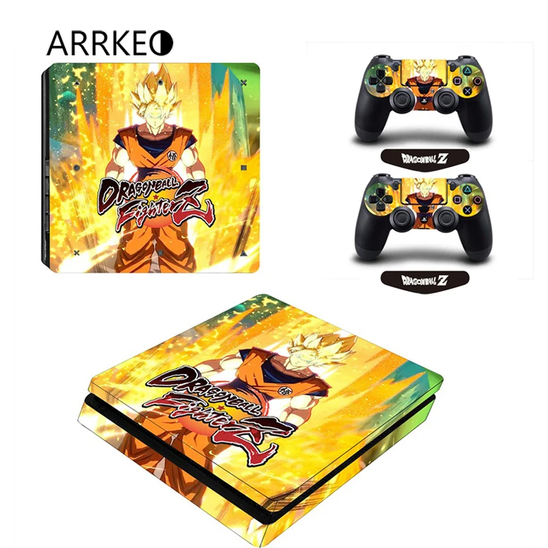 ARRKEO Dragon Ball Fighter Z Vinyl Protective Cover PS4 Slim Skin Stickers for Sony PlayStation 4 Console &amp 2 Controllers |