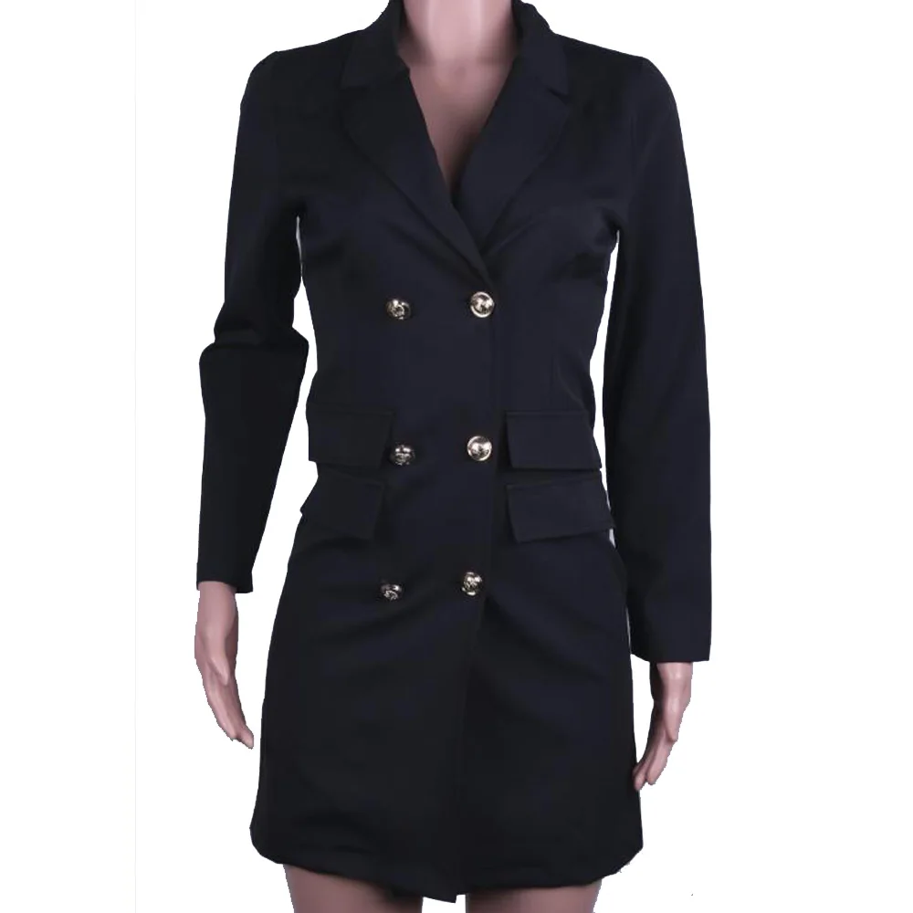 

Women Autumn Blazer Dress Long Sleeve Double Breasted Button Slim Office Work Cardigan Suit Dress Short Mini Jacket Dresses