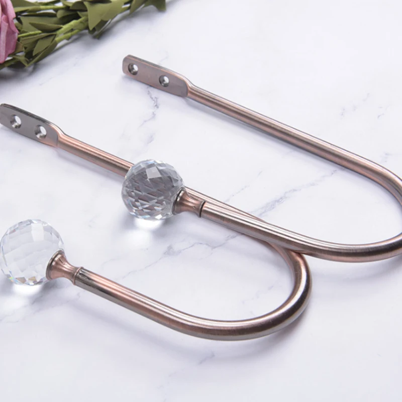 

Curtain Holdback Wall Mounted Living Room Retro U Shaped Accessories Crystal Ball Window Hanger Tassel Hooks Holder
