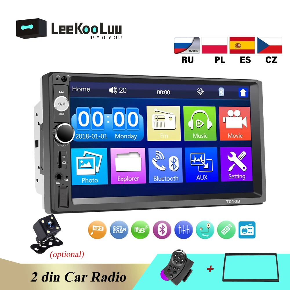 Автомагнитола LeeKooLuu 2 din MP5 Bluetooth USB сенсорный экран 7 дюймов|Мультимедиаплеер для