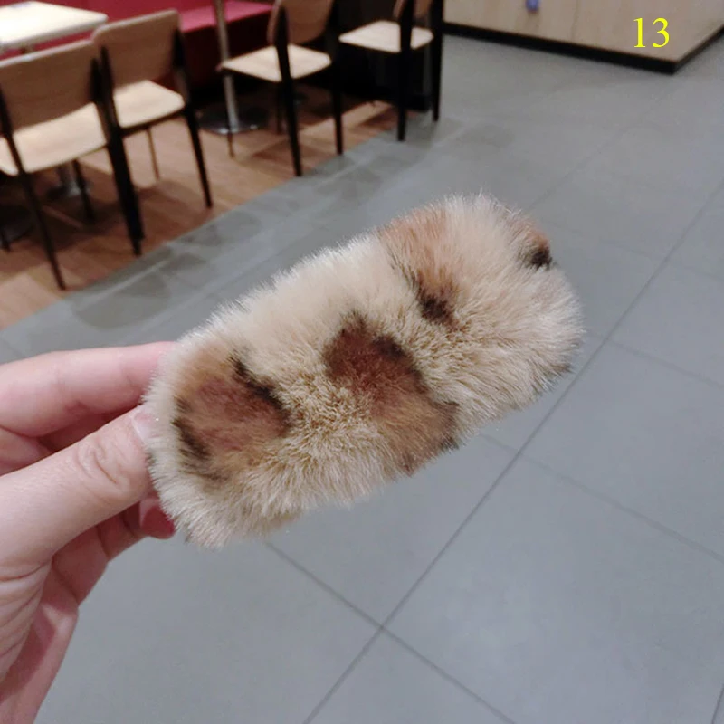Новые популярные корейские зимние плюшевые однотонные заколки для волос из искусственного меха, заколки для волос для девочек, модные детские заколки для волос, аксессуары для волос