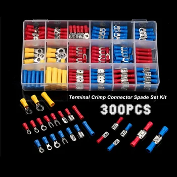 

280/300/480Pcs Insulated Cable Connector Electrical Wire Assorted Crimp Spade Butt Ring Fork Set Ring Lugs Rolled Terminals Kit