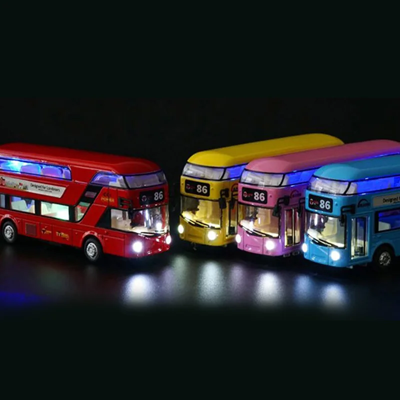 Литой под давлением Лондонский автобус двухэтажный автобусный светильник & Музыка открытая дверь дизайн металлический сплав дизайн