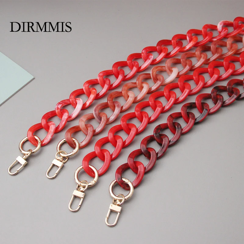 

New Fashion Woman Bag Accessory Detachable Replacement Chain Solid Red Acrylic Luxury Strap Women Shoulder Clutch Handle Chain