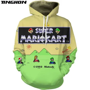 

XS-7XL Summer Fashion Men Women T Shirt Super Mariokart Cartoon 3D Print Casual Hooded Jacket Hoodies Sweatshirts