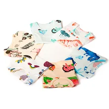 Домашняя одежда для мальчиков и девочек на весну и лето Южная Корея, воздухопроницаемая хлопковая одежда с 7 точками Пижамный костюм с героями мультфильмов, 17