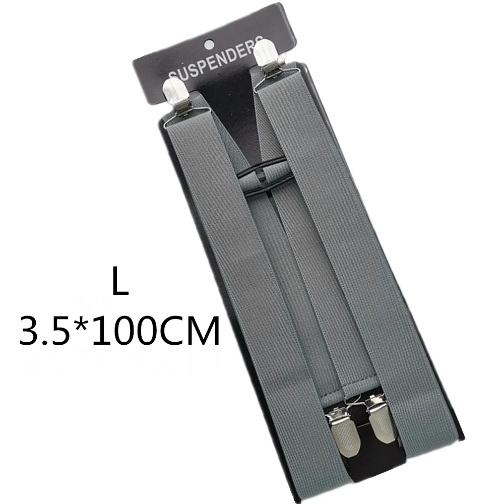 Light grey-100cm Дизайн, одноцветные подтяжки унисекс для взрослых, подтяжки для мужчин, 3 размера плюс, женские подтяжки, регулируемые эластичные детские подтяжки с h-образной спинкой - Цвет: Light grey-100cm