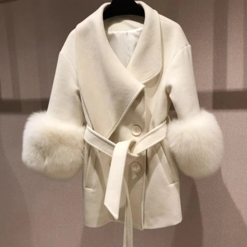2020 Autumn Winter Ladies Real Wool Coat with