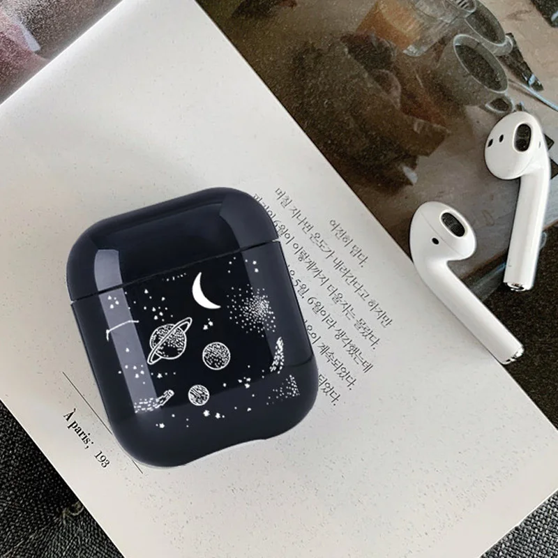 Простой Звездный чехол для наушников Apple airpods чехол Universe Bluetooth наушники чехол для Airpods Жесткий пластиковый Чехол