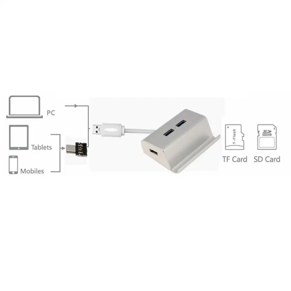 Тип-c 3,0 концентратор+ SD/TF кардридер тип-c Удлинительный USB 3,0 Многофункциональный кардридер