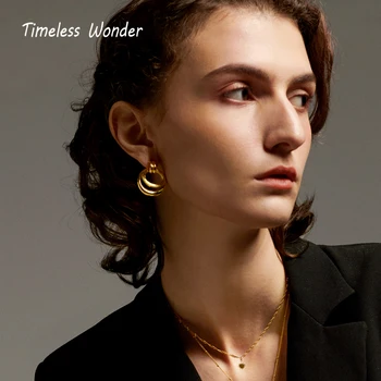 

Timeless Wonder Brass Geo Statement Earrings Women Jewelry Gothic Boho Runway Designer Party Trendy Hip Hop Unique Rare Ins 1540