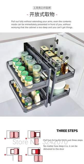 Kitchen cabinet corner baskets Multi-function storage rack corner racks  small monster pull basket turntable saucer