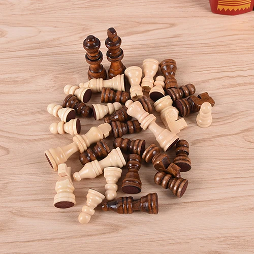 32pcs high-grade Funny wooden chess piece grid International checkers Chess Board Game Sports Entertainment