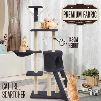 

143cm Pet Cat Tree House Condo Toy Scratching Post for Cats Wood Climbing Tree Cat Tree Towers Furniture Cat Playing Toys