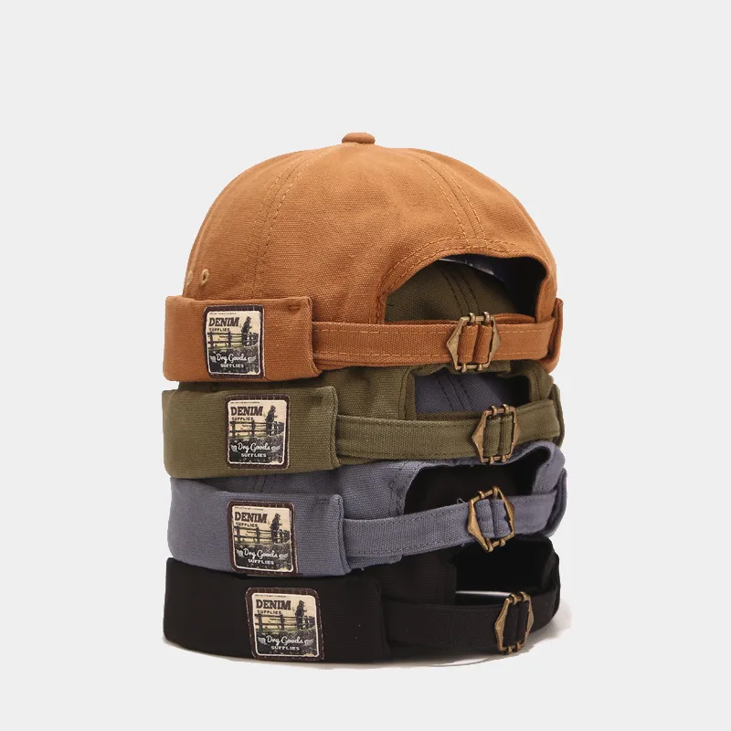 

Brimless Hat Docker Cap Breathable Beanie Hats Cotton Retro Adjustable Literary Landlord Sailor Cap Women Hip Hop Hat