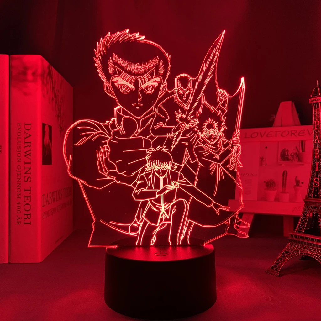 Hakusho para Decoração do Quarto Presente de Aniversário Luz da Noite Anime Manga Quarto 3d Lâmpada Hakusho Luz Led yu 1 presente de aniversário quarto anime 3d lâmpada yu yu hakusho