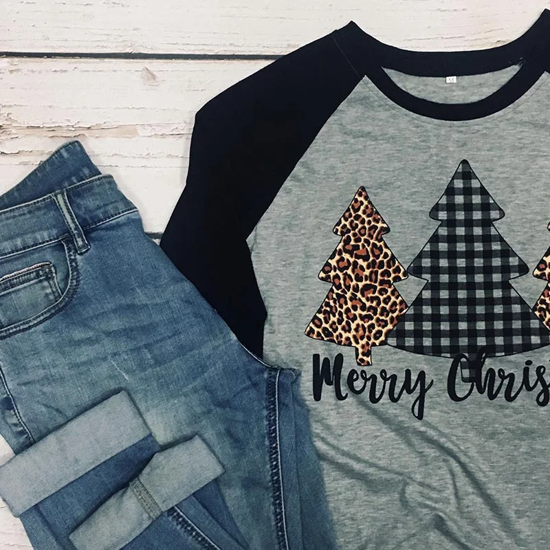 Merry christmas trees рубашка женская с принтом праздничные футболки с длинными рукавами женская футболка с принтом больших размеров 90s Графический Топ на День Благодарения