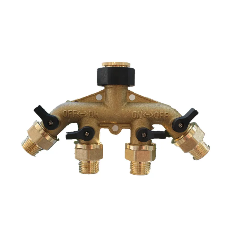 4-ходовой разветвитель для шланга латунный соединитель распределитель воды с