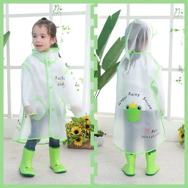 Прозрачный плащ детская непромокаемая одежда креативные плащи с героями мультфильмов дождевик для девочек рюкзак Детская непромокаемая одежда студенческий плащ-лягушка - Цвет: Frog